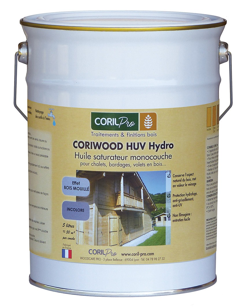 CORIL Huile saturateur bois monocouche CORIWOOD HUV Hydro 5L