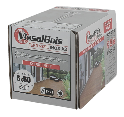 Vis inox pour terrasse bois Double filet VISSALBOIS
